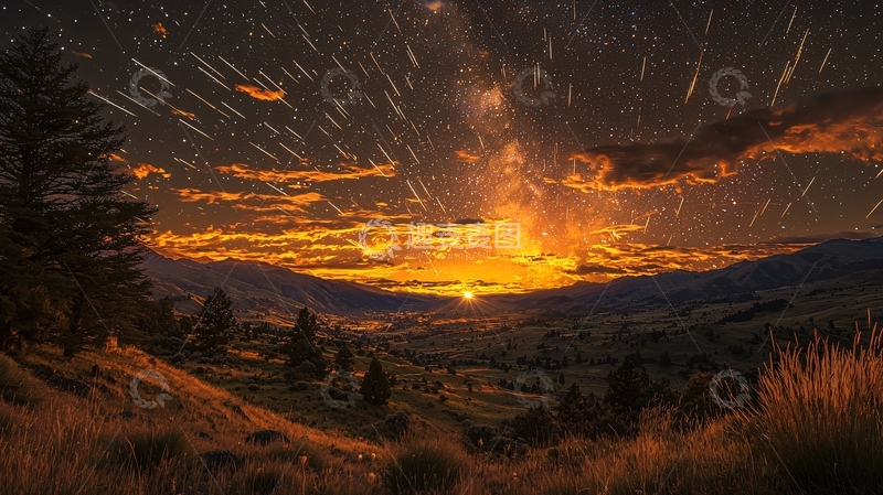 高清大图下载【趣麦麦图】星空日出