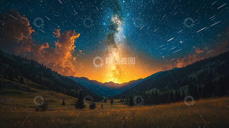 高清大图下载【趣麦麦图】星空山谷