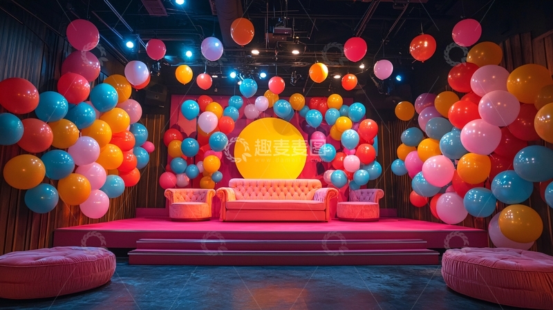 高清大图下载【趣麦麦图】彩色气球舞台背景