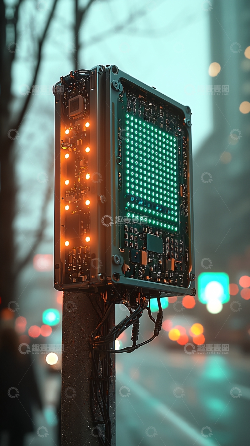 高清大图下载【趣麦麦图】未来科技感交通灯