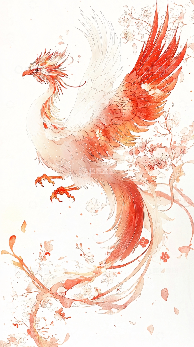 高清大图下载【趣麦麦图】水彩凤凰