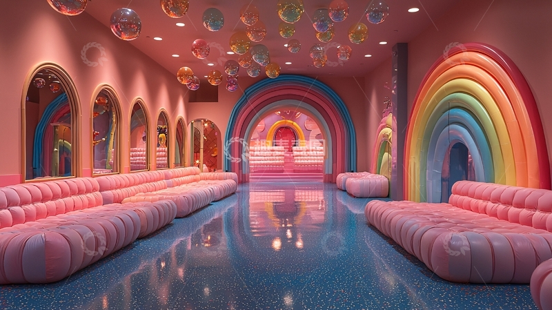 高清大图下载【趣麦麦图】粉色梦幻彩虹房间