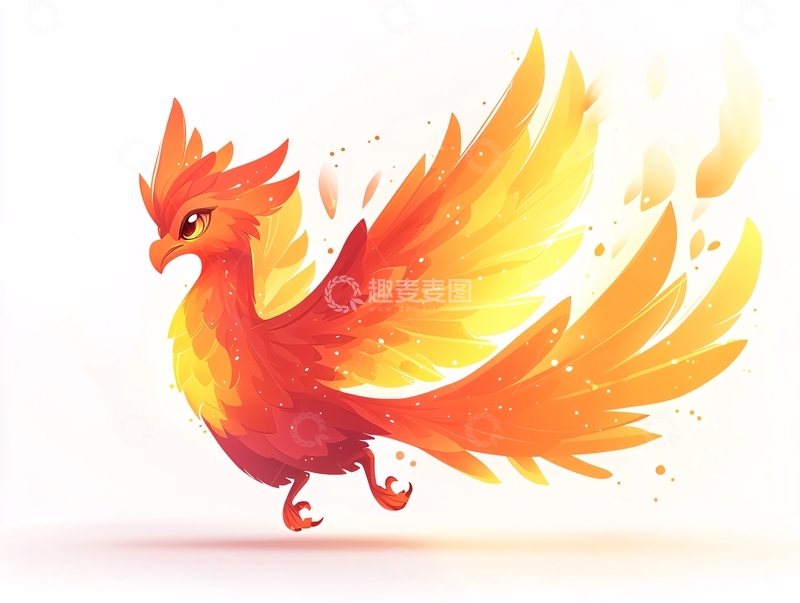 高清大图下载【趣麦麦图】火焰般的卡通凤凰