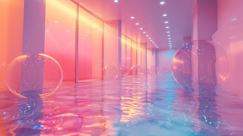 高清大图下载【趣麦麦图】粉色梦幻走廊灯光