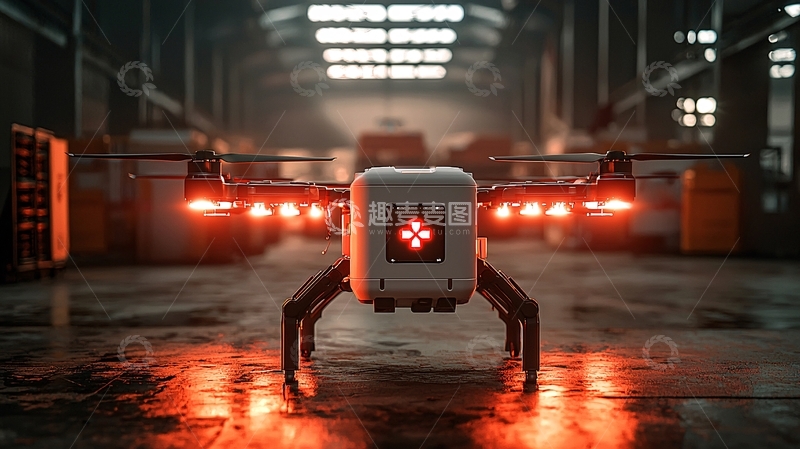 高清大图下载【趣麦麦图】科幻风格四足飞行机器人