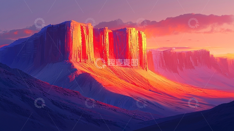 高清大图下载【趣麦麦图】峡谷日落景观