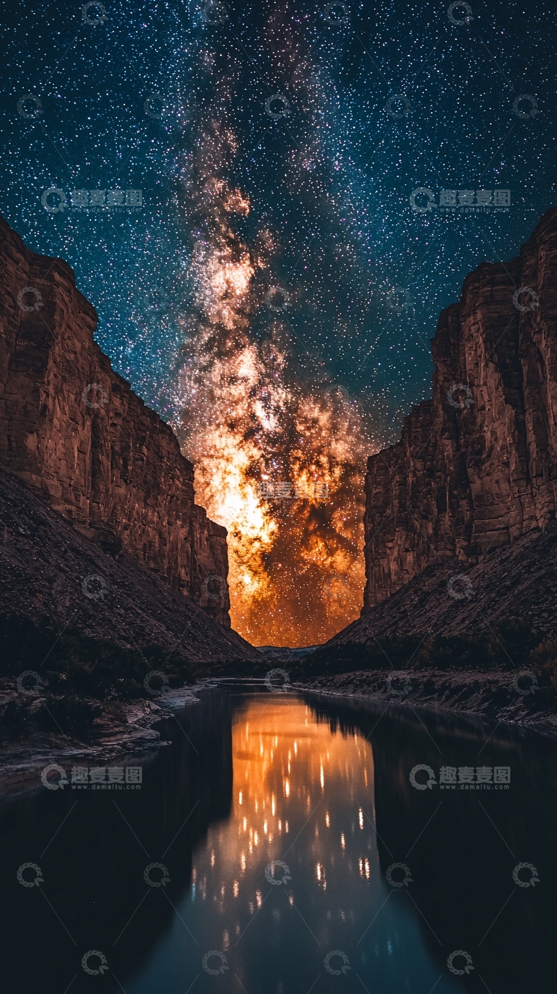高清大图下载【趣麦麦图】峡谷星空倒影
