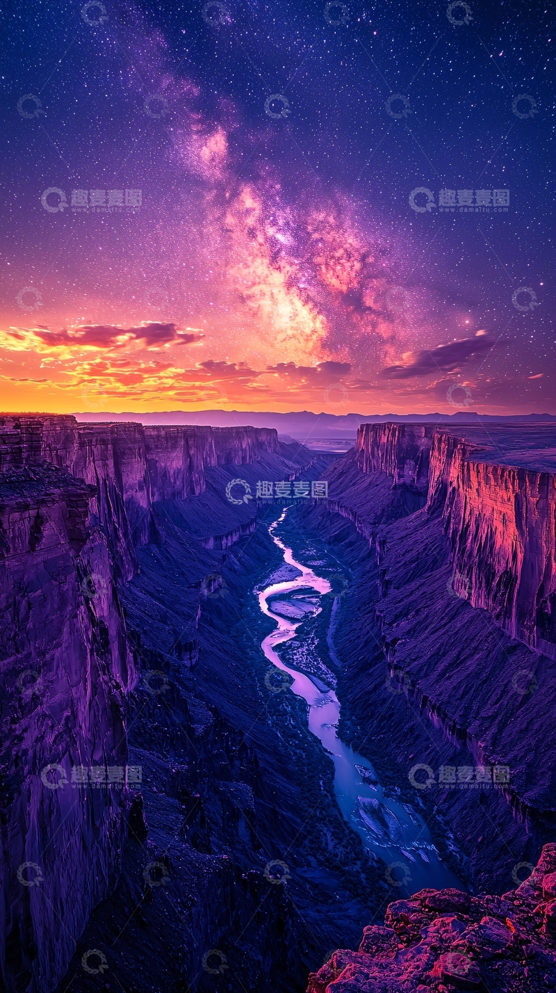 高清大图下载【趣麦麦图】壮丽峡谷星空夜景