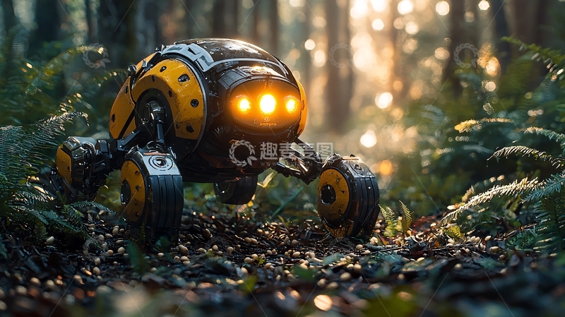 高清大图下载【趣麦麦图】森林机器人