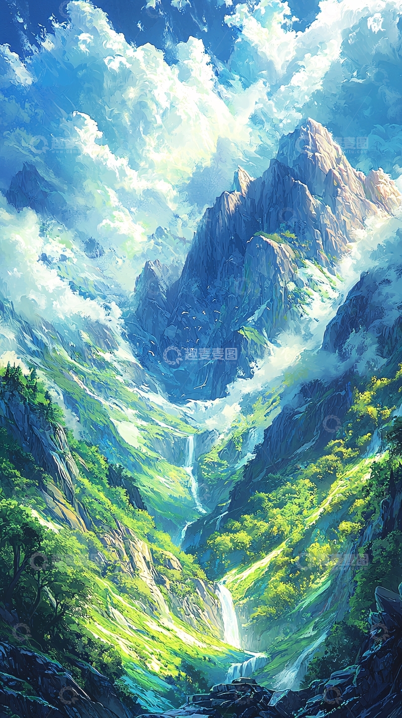 高清大图下载【趣麦麦图】云雾缭绕的高山峡谷