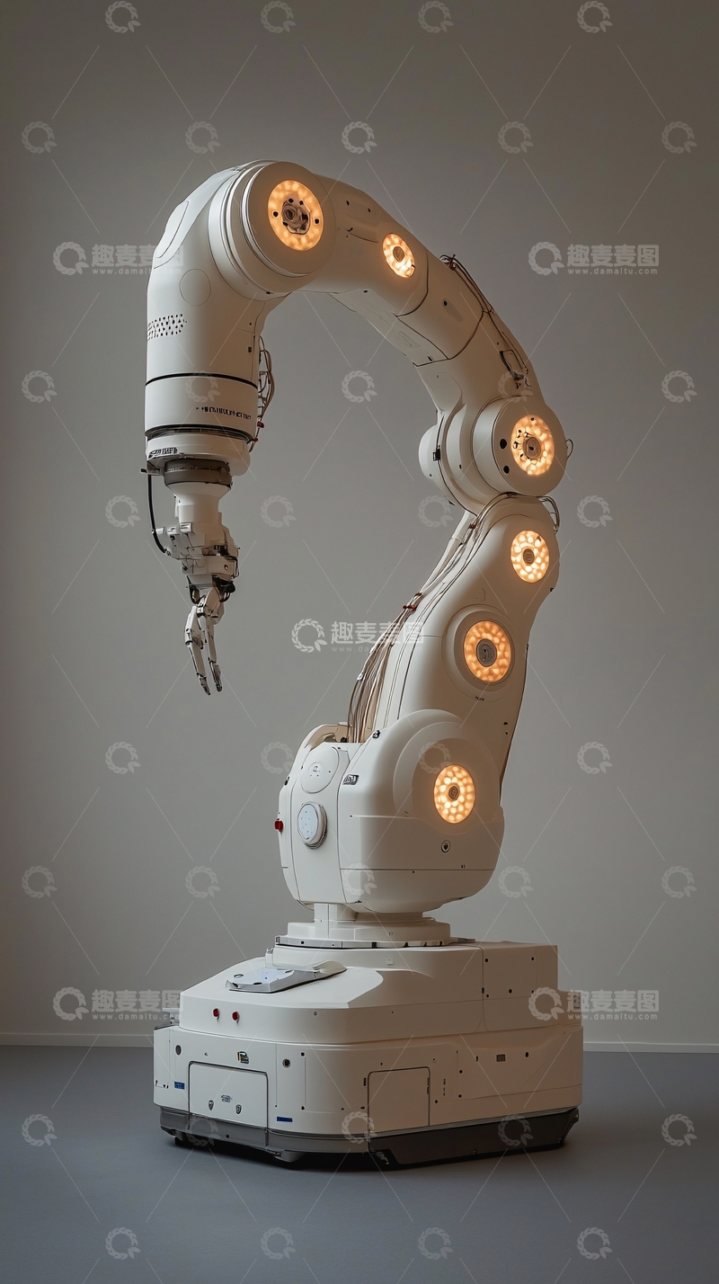 高清大图下载【趣麦麦图】白色机械臂机器人