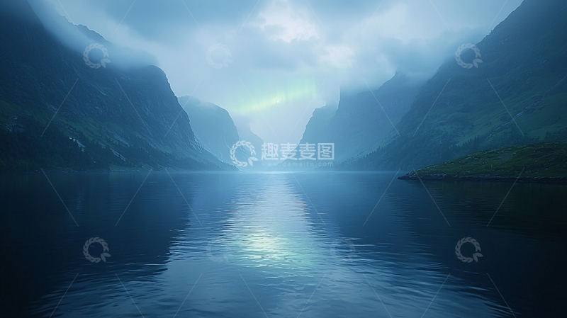 高清大图下载【趣麦麦图】峡湾幽静水面