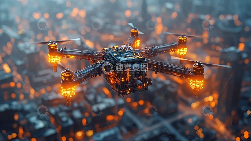 高清大图下载【趣麦麦图】未来城市无人机