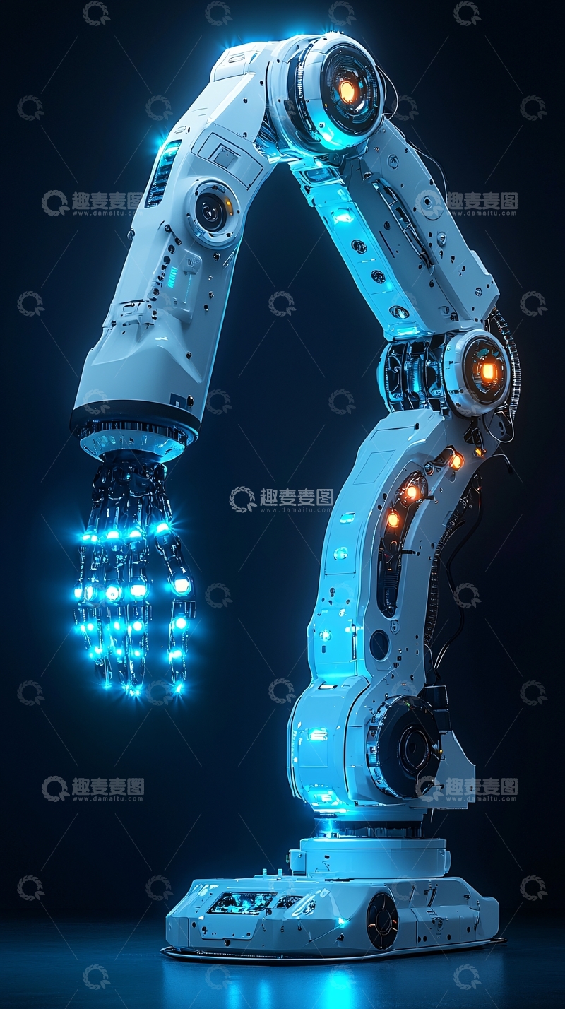 高清大图下载【趣麦麦图】蓝色灯光机械臂