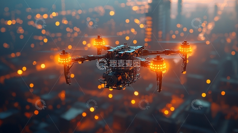 高清大图下载【趣麦麦图】未来城市无人机