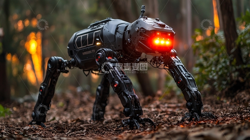 高清大图下载【趣麦麦图】森林中四足机器人