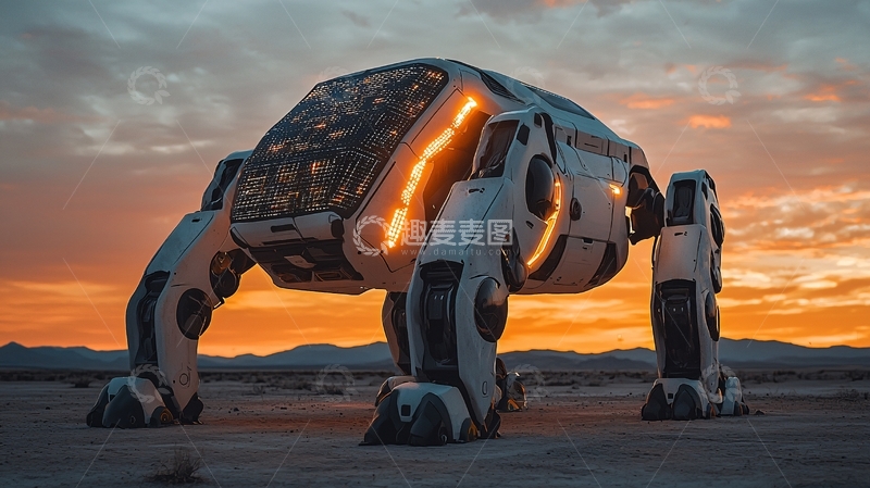 高清大图下载【趣麦麦图】未来科技感四足机器人