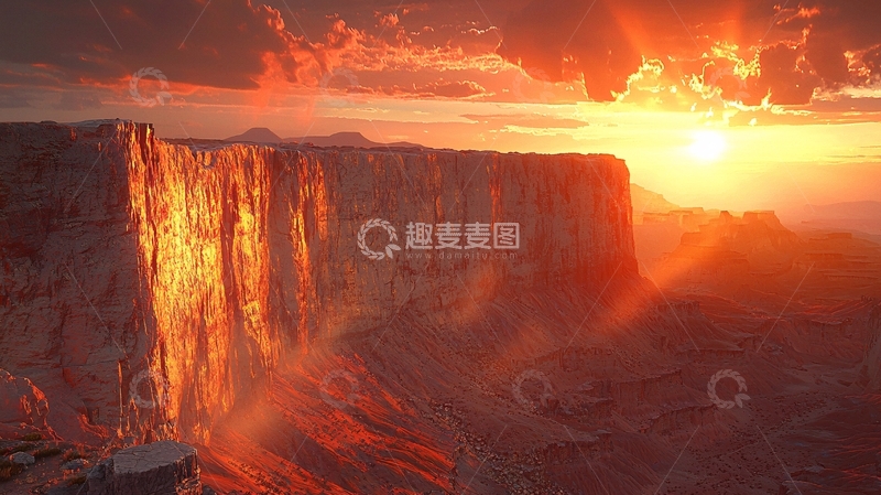 高清大图下载【趣麦麦图】落日余晖下的巨型悬崖