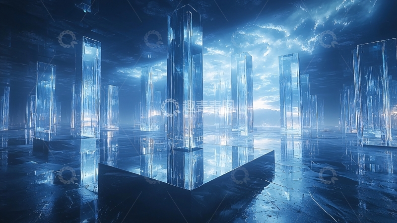 高清大图下载【趣麦麦图】蓝色玻璃柱