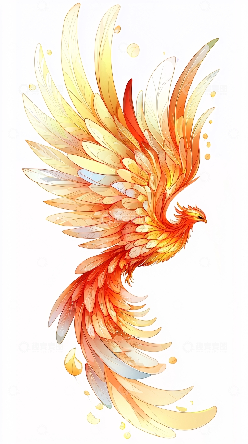 高清大图下载【趣麦麦图】金色火焰羽毛的凤凰