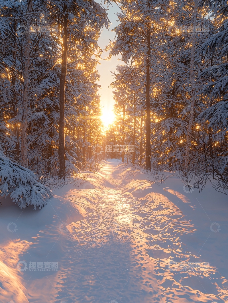 高清大图下载【趣麦麦图】冬日森林雪景
