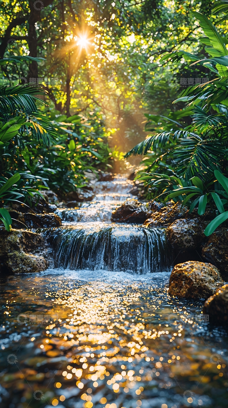 高清大图下载【趣麦麦图】阳光穿过树林