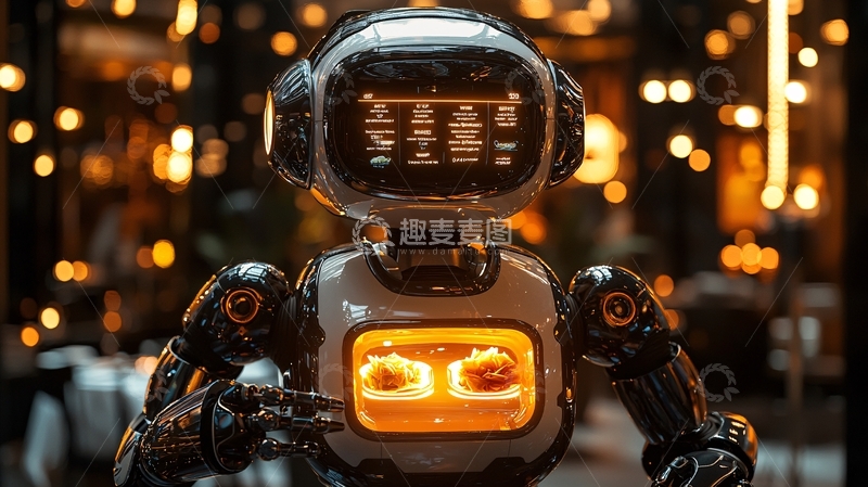 高清大图下载【趣麦麦图】炫酷机器人餐厅服务员