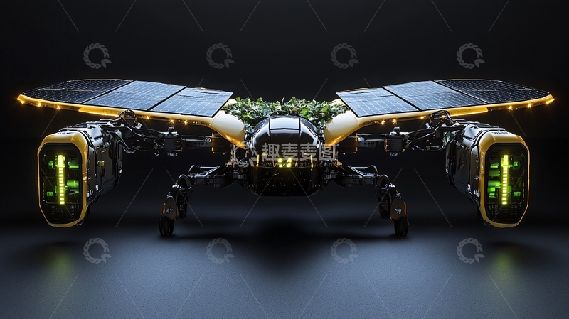 高清大图下载【趣麦麦图】未来科技感蜘蛛型飞行器