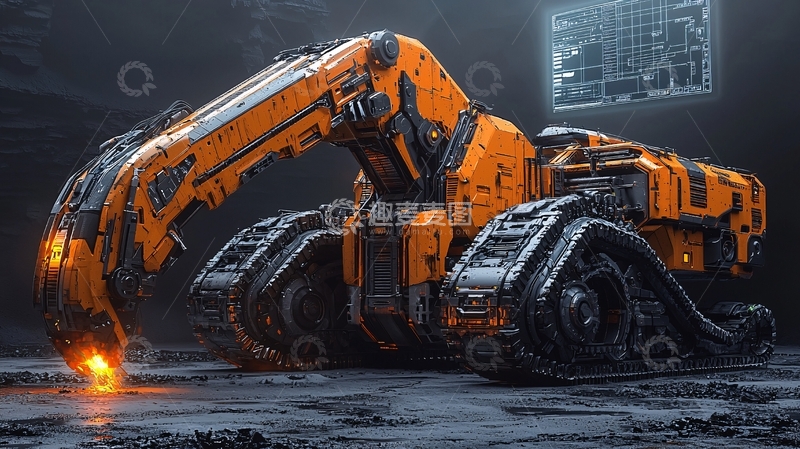 高清大图下载【趣麦麦图】未来科技挖掘机