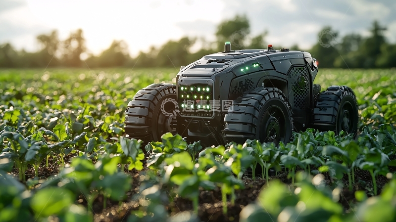 高清大图下载【趣麦麦图】田间自动驾驶机器人