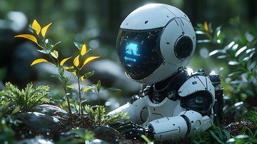 森林中白色小机器人