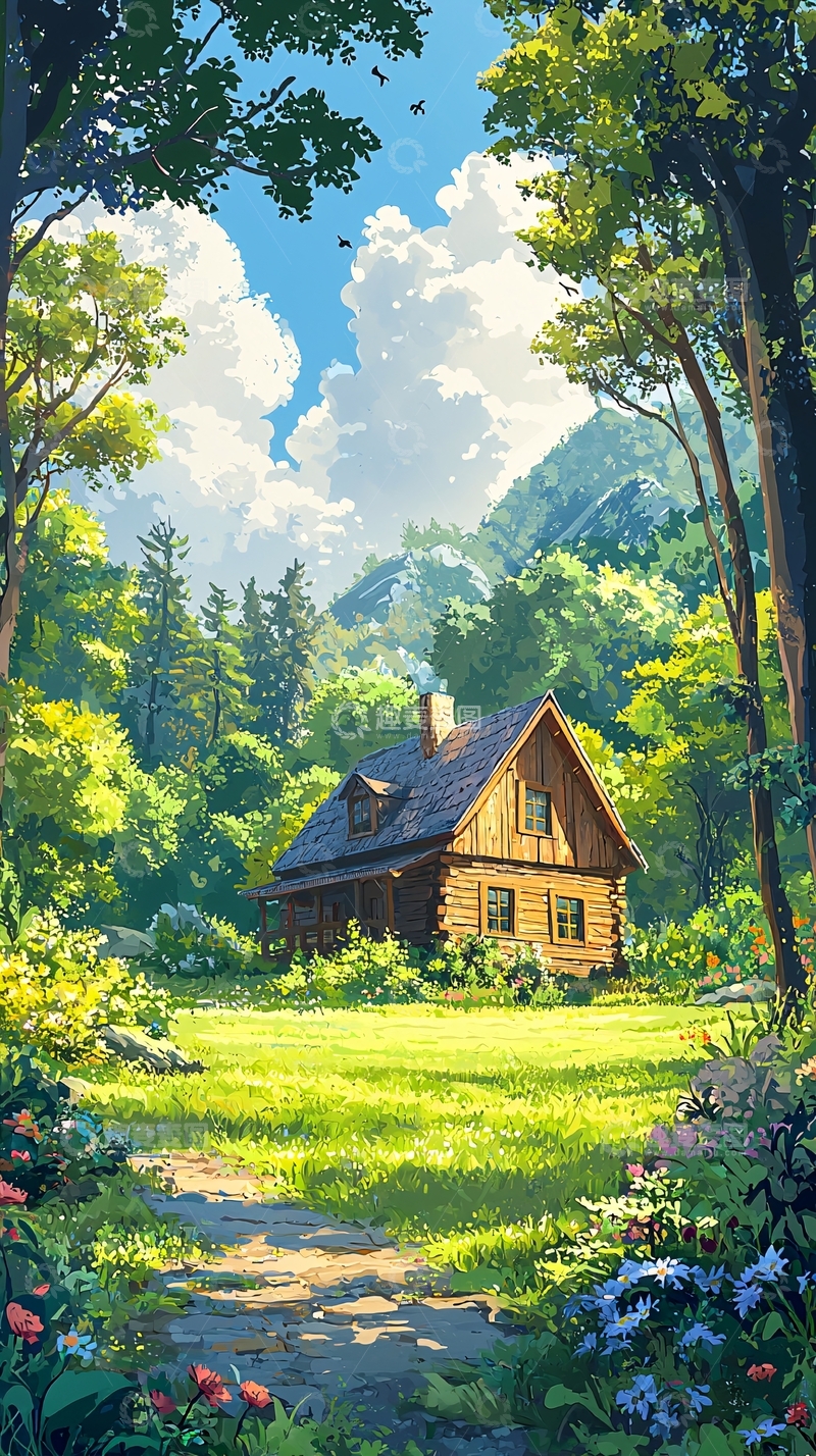 高清大图下载【趣麦麦图】森林木屋9