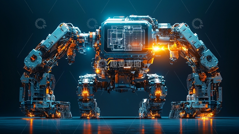 高清大图下载【趣麦麦图】科幻风格四足机械机器人
