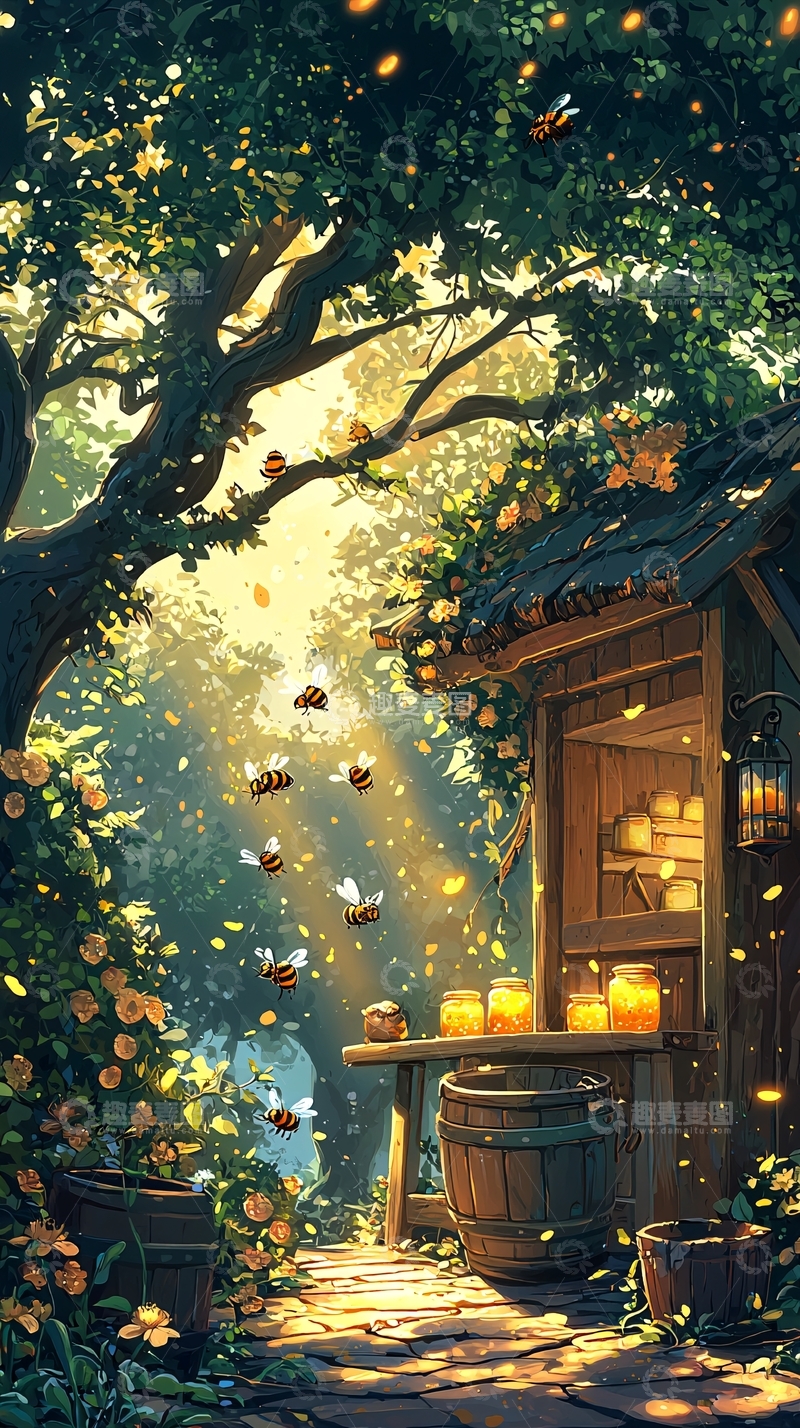 高清大图下载【趣麦麦图】阳光下的蜂蜜小屋