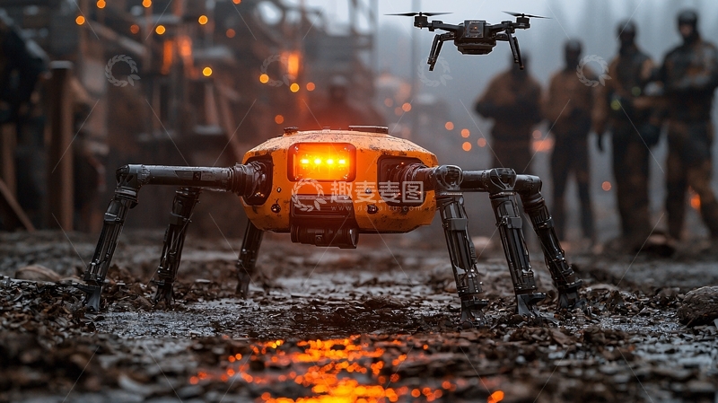 高清大图下载【趣麦麦图】橙色四足机器人