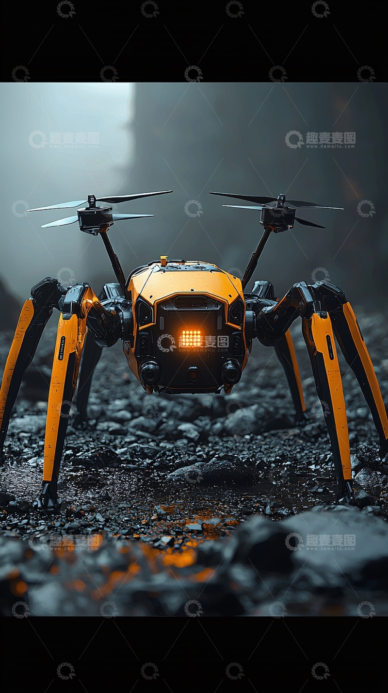 高清大图下载【趣麦麦图】未来科技蜘蛛无人机