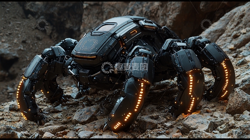 高清大图下载【趣麦麦图】科幻风格八足机器人