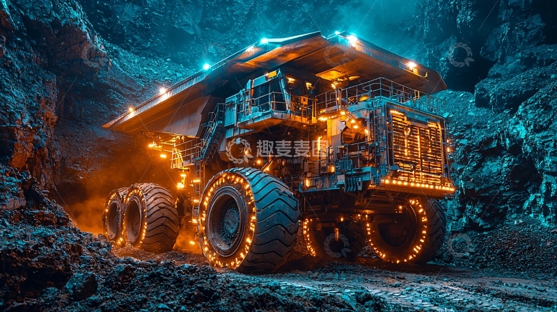 高清大图下载【趣麦麦图】矿山大型卡车夜景