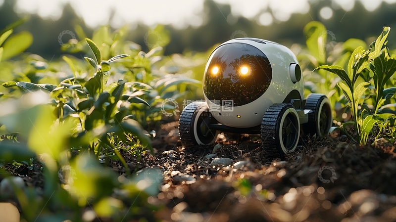 高清大图下载【趣麦麦图】田园里的小型机器人