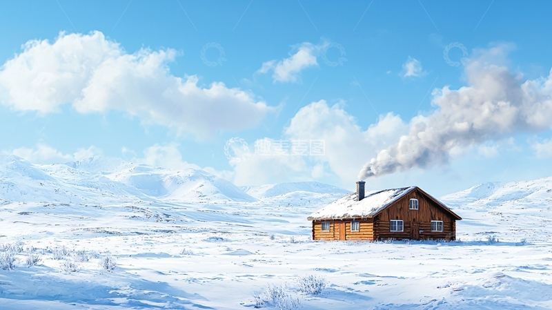高清大图下载【趣麦麦图】雪地木屋