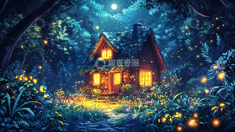 高清大图下载【趣麦麦图】月光森林小屋