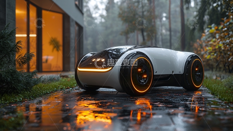 高清大图下载【趣麦麦图】雨中未来感概念车