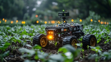 田地里的小型农业机器人