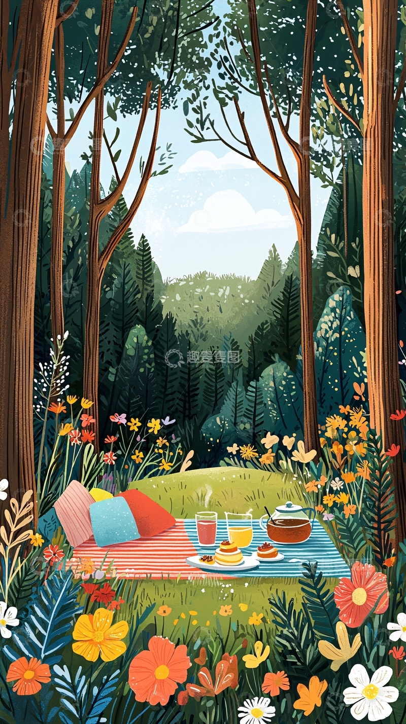高清大图下载【趣麦麦图】森林野餐