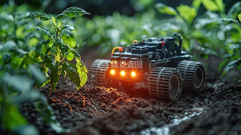 高清大图下载【趣麦麦图】田园里的智能农业机器人