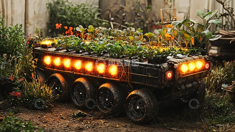 高清大图下载【趣麦麦图】废土风格植物战车