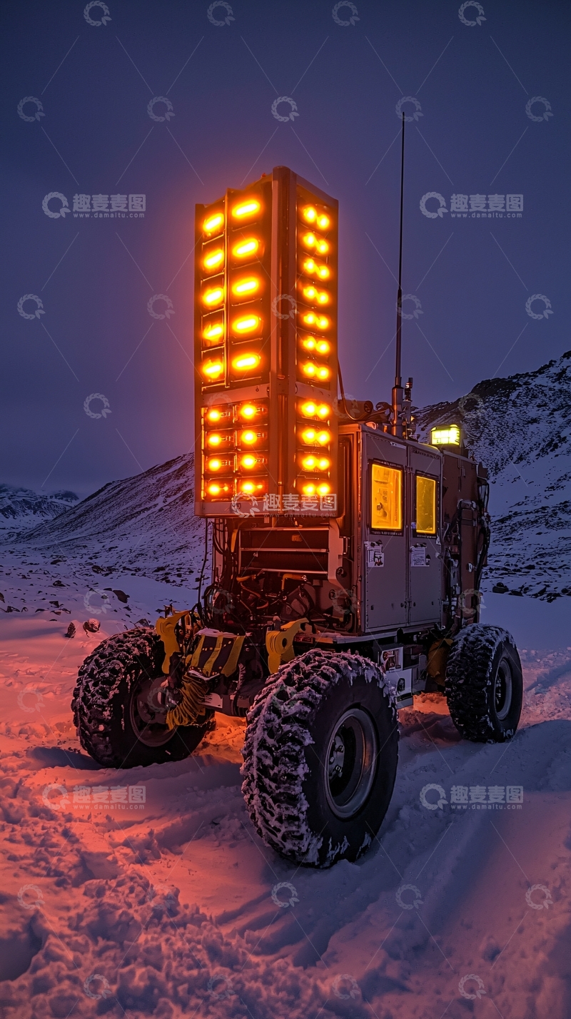 高清大图下载【趣麦麦图】极地探险车夜间照明