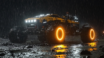 雨夜狂野越野车