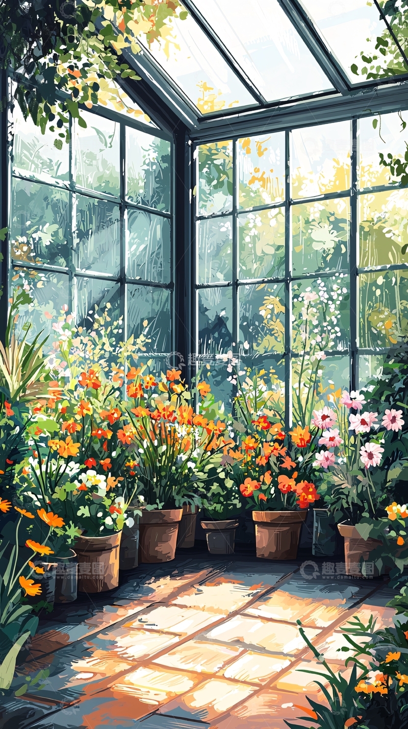 高清大图下载【趣麦麦图】阳光洒满花房