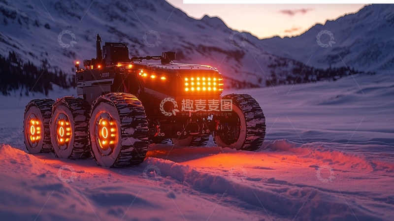 高清大图下载【趣麦麦图】六轮驱动越野车雪地